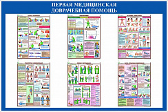 Комплект плакатов по оказанию реанимационной и первой медицинской помощи (6 шт), ламинированные